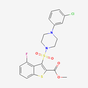 molecular formula C20H18ClFN2O4S2 B11272129 Methyl 3-{[4-(3-chlorophenyl)piperazin-1-yl]sulfonyl}-4-fluoro-1-benzothiophene-2-carboxylate 