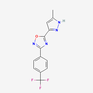 molecular formula C13H9F3N4O B11272139 5-(5-methyl-1H-pyrazol-3-yl)-3-[4-(trifluoromethyl)phenyl]-1,2,4-oxadiazole 