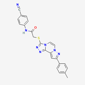 N-(4-cyanophenyl)-2-[[11-(4-methylphenyl)-3,4,6,9,10-pentazatricyclo[7.3.0.02,6]dodeca-1(12),2,4,7,10-pentaen-5-yl]sulfanyl]acetamide