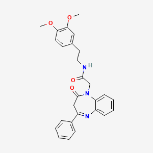 molecular formula C27H27N3O4 B11272175 N-[2-(3,4-dimethoxyphenyl)ethyl]-2-(2-oxo-4-phenyl-2,3-dihydro-1H-1,5-benzodiazepin-1-yl)acetamide 