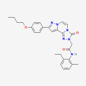 molecular formula C28H30N6O3 B11272183 2-[9-(4-butoxyphenyl)-3-oxopyrazolo[1,5-a][1,2,4]triazolo[3,4-c]pyrazin-2(3H)-yl]-N-(2-ethyl-6-methylphenyl)acetamide 