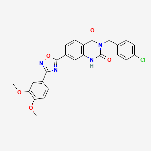 molecular formula C25H19ClN4O5 B11272202 3-(4-chlorobenzyl)-7-(3-(3,4-dimethoxyphenyl)-1,2,4-oxadiazol-5-yl)quinazoline-2,4(1H,3H)-dione 