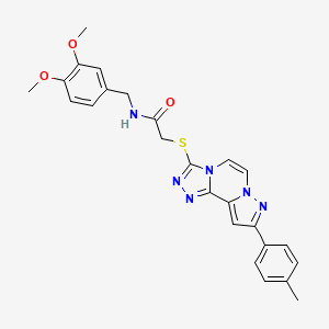 molecular formula C25H24N6O3S B11272216 N-(3,4-Dimethoxybenzyl)-2-{[9-(4-methylphenyl)pyrazolo[1,5-A][1,2,4]triazolo[3,4-C]pyrazin-3-YL]sulfanyl}acetamide 