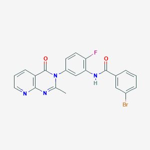 molecular formula C21H14BrFN4O2 B11272223 3-bromo-N-(2-fluoro-5-(2-methyl-4-oxopyrido[2,3-d]pyrimidin-3(4H)-yl)phenyl)benzamide 