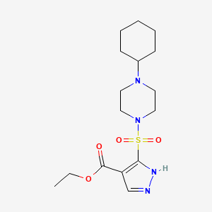 ethyl 5-[(4-cyclohexylpiperazin-1-yl)sulfonyl]-1H-pyrazole-4-carboxylate