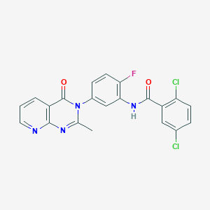 molecular formula C21H13Cl2FN4O2 B11272245 2,5-dichloro-N-(2-fluoro-5-(2-methyl-4-oxopyrido[2,3-d]pyrimidin-3(4H)-yl)phenyl)benzamide 