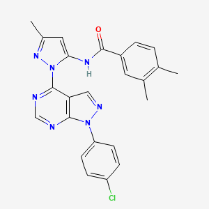 N-{1-[1-(4-chlorophenyl)-1H-pyrazolo[3,4-d]pyrimidin-4-yl]-3-methyl-1H-pyrazol-5-yl}-3,4-dimethylbenzamide