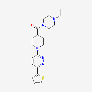 molecular formula C20H27N5OS B11272310 3-[4-(4-Ethylpiperazine-1-carbonyl)piperidin-1-YL]-6-(thiophen-2-YL)pyridazine 