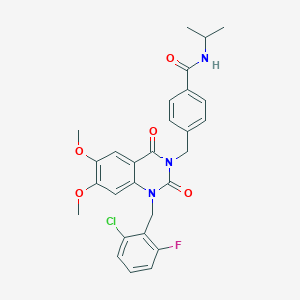 molecular formula C28H27ClFN3O5 B11272323 4-((1-(2-chloro-6-fluorobenzyl)-6,7-dimethoxy-2,4-dioxo-1,2-dihydroquinazolin-3(4H)-yl)methyl)-N-isopropylbenzamide 