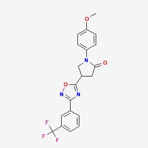 molecular formula C20H16F3N3O3 B11272333 1-(4-Methoxyphenyl)-4-{3-[3-(trifluoromethyl)phenyl]-1,2,4-oxadiazol-5-yl}pyrrolidin-2-one 