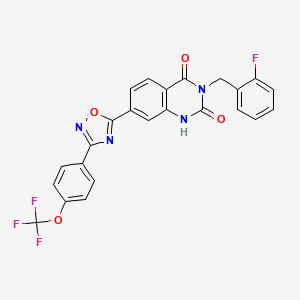 3-(2-fluorobenzyl)-7-(3-(4-(trifluoromethoxy)phenyl)-1,2,4-oxadiazol-5-yl)quinazoline-2,4(1H,3H)-dione