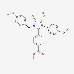 molecular formula C27H25NO6 B11272346 methyl 4-[4-hydroxy-1-(4-methoxybenzyl)-3-(4-methoxyphenyl)-5-oxo-2,5-dihydro-1H-pyrrol-2-yl]benzoate 