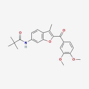 molecular formula C23H25NO5 B11272351 N-[2-(3,4-dimethoxybenzoyl)-3-methyl-1-benzofuran-6-yl]-2,2-dimethylpropanamide 