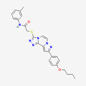 molecular formula C26H26N6O2S B11272379 2-((9-(4-butoxyphenyl)pyrazolo[1,5-a][1,2,4]triazolo[3,4-c]pyrazin-3-yl)thio)-N-(m-tolyl)acetamide 