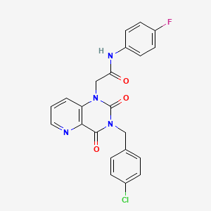 molecular formula C22H16ClFN4O3 B11272399 2-(3-(4-chlorobenzyl)-2,4-dioxo-3,4-dihydropyrido[3,2-d]pyrimidin-1(2H)-yl)-N-(4-fluorophenyl)acetamide 