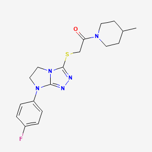 2-((7-(4-fluorophenyl)-6,7-dihydro-5H-imidazo[2,1-c][1,2,4]triazol-3-yl)thio)-1-(4-methylpiperidin-1-yl)ethanone