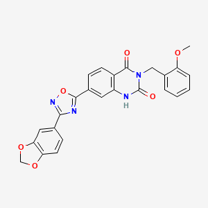 molecular formula C25H18N4O6 B11272528 7-[3-(1,3-benzodioxol-5-yl)-1,2,4-oxadiazol-5-yl]-3-(2-methoxybenzyl)quinazoline-2,4(1H,3H)-dione 