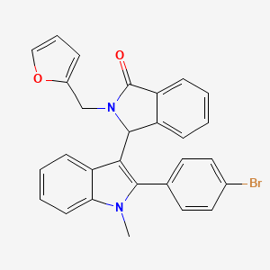 molecular formula C28H21BrN2O2 B11272618 3-[2-(4-bromophenyl)-1-methyl-1H-indol-3-yl]-2-(furan-2-ylmethyl)-2,3-dihydro-1H-isoindol-1-one 