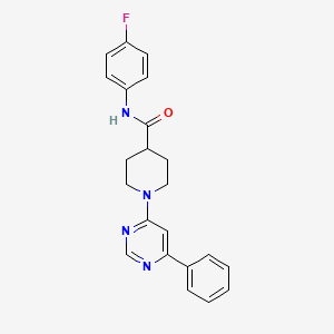 molecular formula C22H21FN4O B11272642 N-(4-fluorophenyl)-1-(6-phenylpyrimidin-4-yl)piperidine-4-carboxamide 