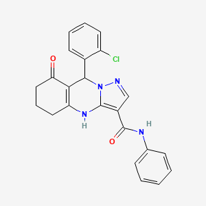 molecular formula C23H19ClN4O2 B11272646 9-(2-chlorophenyl)-8-oxo-N-phenyl-4,5,6,7,8,9-hexahydropyrazolo[5,1-b]quinazoline-3-carboxamide 