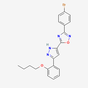 molecular formula C21H19BrN4O2 B11272650 3-(4-bromophenyl)-5-[3-(2-butoxyphenyl)-1H-pyrazol-5-yl]-1,2,4-oxadiazole 