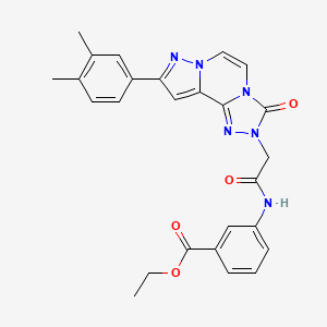 ethyl 3-[[2-[11-(3,4-dimethylphenyl)-5-oxo-3,4,6,9,10-pentazatricyclo[7.3.0.02,6]dodeca-1(12),2,7,10-tetraen-4-yl]acetyl]amino]benzoate