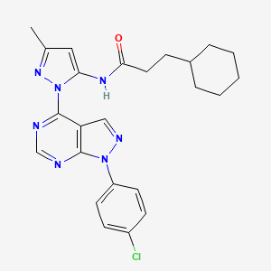 N-{1-[1-(4-chlorophenyl)-1H-pyrazolo[3,4-d]pyrimidin-4-yl]-3-methyl-1H-pyrazol-5-yl}-3-cyclohexylpropanamide