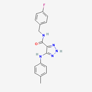 molecular formula C17H16FN5O B11272818 N-(4-fluorobenzyl)-5-[(4-methylphenyl)amino]-1H-1,2,3-triazole-4-carboxamide 