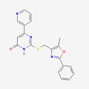 2-(((5-methyl-2-phenyloxazol-4-yl)methyl)thio)-6-(pyridin-3-yl)pyrimidin-4(3H)-one