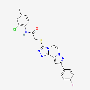 molecular formula C22H16ClFN6OS B11272843 N-(2-chloro-4-methylphenyl)-2-((9-(4-fluorophenyl)pyrazolo[1,5-a][1,2,4]triazolo[3,4-c]pyrazin-3-yl)thio)acetamide 