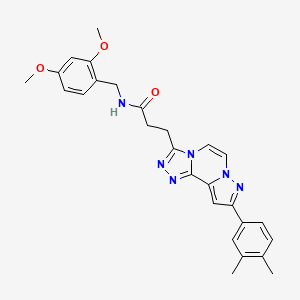 molecular formula C27H28N6O3 B11272850 N-(2,4-dimethoxybenzyl)-3-(9-(3,4-dimethylphenyl)pyrazolo[1,5-a][1,2,4]triazolo[3,4-c]pyrazin-3-yl)propanamide 