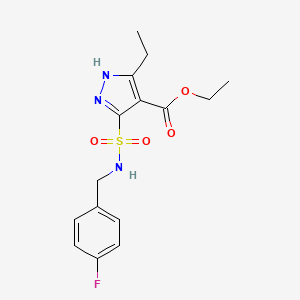 ethyl 3-ethyl-5-(N-(4-fluorobenzyl)sulfamoyl)-1H-pyrazole-4-carboxylate