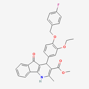 methyl 4-{3-ethoxy-4-[(4-fluorobenzyl)oxy]phenyl}-2-methyl-5-oxo-4,5-dihydro-1H-indeno[1,2-b]pyridine-3-carboxylate