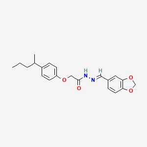 molecular formula C21H24N2O4 B11272875 N'-[(E)-1,3-benzodioxol-5-ylmethylidene]-2-[4-(pentan-2-yl)phenoxy]acetohydrazide 