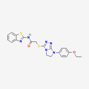 molecular formula C21H20N6O2S2 B11272894 N-(1,3-Benzothiazol-2-YL)-2-{[7-(4-ethoxyphenyl)-5H,6H,7H-imidazo[2,1-C][1,2,4]triazol-3-YL]sulfanyl}acetamide 