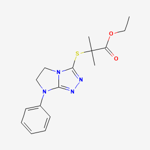 Ethyl 2-methyl-2-({7-phenyl-5H,6H,7H-imidazo[2,1-C][1,2,4]triazol-3-YL}sulfanyl)propanoate