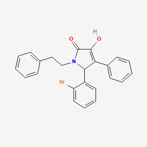 molecular formula C24H20BrNO2 B11272941 5-(2-bromophenyl)-3-hydroxy-4-phenyl-1-(2-phenylethyl)-1,5-dihydro-2H-pyrrol-2-one 