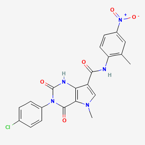 molecular formula C21H16ClN5O5 B11272942 3-(4-chlorophenyl)-5-methyl-N-(2-methyl-4-nitrophenyl)-2,4-dioxo-2,3,4,5-tetrahydro-1H-pyrrolo[3,2-d]pyrimidine-7-carboxamide 