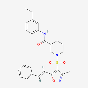 N-(3-Ethylphenyl)-1-({3-methyl-5-[(1E)-2-phenylethenyl]-1,2-oxazol-4-YL}sulfonyl)piperidine-3-carboxamide