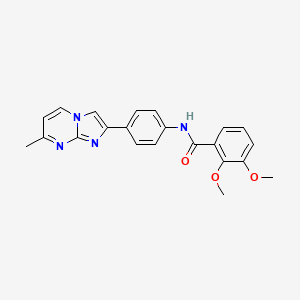 molecular formula C22H20N4O3 B11272987 2,3-Dimethoxy-N-(4-{7-methylimidazo[1,2-A]pyrimidin-2-YL}phenyl)benzamide 