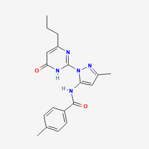 4-methyl-N-(3-methyl-1-(6-oxo-4-propyl-1,6-dihydropyrimidin-2-yl)-1H-pyrazol-5-yl)benzamide