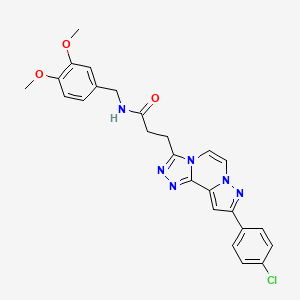 molecular formula C25H23ClN6O3 B11273058 3-[11-(4-chlorophenyl)-3,4,6,9,10-pentazatricyclo[7.3.0.02,6]dodeca-1(12),2,4,7,10-pentaen-5-yl]-N-[(3,4-dimethoxyphenyl)methyl]propanamide 