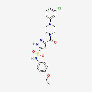 molecular formula C22H24ClN5O4S B11273132 5-{[4-(3-chlorophenyl)piperazin-1-yl]carbonyl}-N-(4-ethoxyphenyl)-1H-pyrazole-3-sulfonamide 