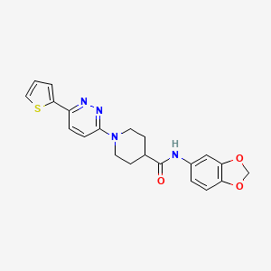 molecular formula C21H20N4O3S B11273219 N-(benzo[d][1,3]dioxol-5-yl)-1-(6-(thiophen-2-yl)pyridazin-3-yl)piperidine-4-carboxamide 