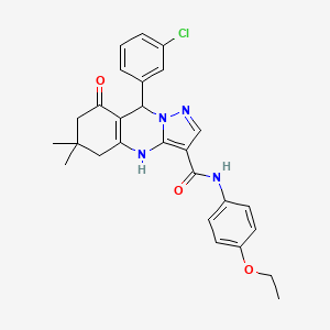 9-(3-chlorophenyl)-N-(4-ethoxyphenyl)-6,6-dimethyl-8-oxo-4,5,6,7,8,9-hexahydropyrazolo[5,1-b]quinazoline-3-carboxamide