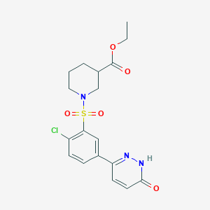 Ethyl 1-{[2-chloro-5-(6-oxo-1,6-dihydropyridazin-3-yl)phenyl]sulfonyl}piperidine-3-carboxylate