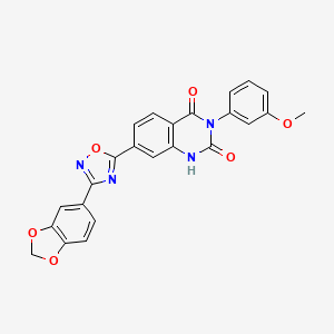 molecular formula C24H16N4O6 B11273246 7-[3-(1,3-benzodioxol-5-yl)-1,2,4-oxadiazol-5-yl]-3-(3-methoxyphenyl)quinazoline-2,4(1H,3H)-dione 