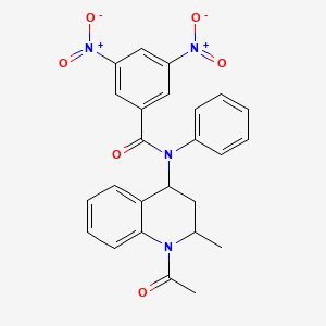 molecular formula C25H22N4O6 B11273263 N-(1-acetyl-2-methyl-1,2,3,4-tetrahydroquinolin-4-yl)-3,5-dinitro-N-phenylbenzamide 