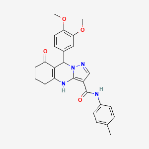 molecular formula C26H26N4O4 B11273266 9-(3,4-dimethoxyphenyl)-N-(4-methylphenyl)-8-oxo-4,5,6,7,8,9-hexahydropyrazolo[5,1-b]quinazoline-3-carboxamide 