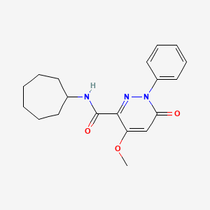 molecular formula C19H23N3O3 B11273287 N-cycloheptyl-4-methoxy-6-oxo-1-phenyl-1,6-dihydropyridazine-3-carboxamide 